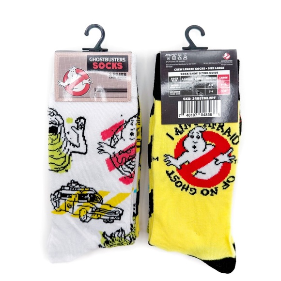 Ghostbusters Movie Crew Socks Mens Womens 80s Film 2 Pairs Fun Novelty Gift - Picture 1 of 9